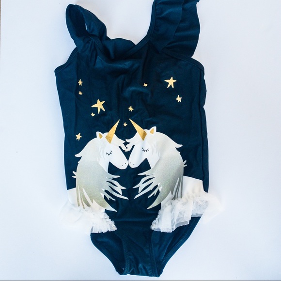 Gorgeous black & white Unicorn swimsuit size 5/6 - Picture 2 of 3